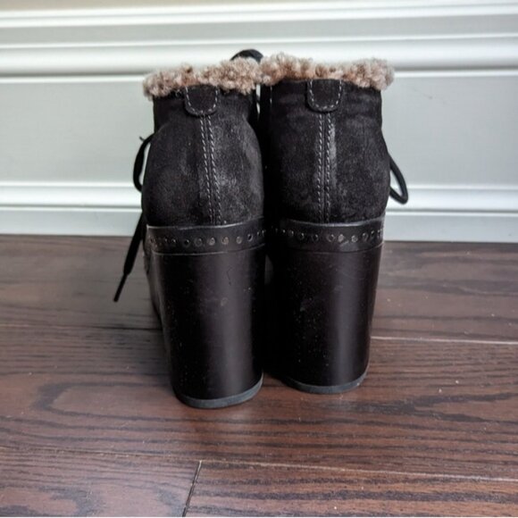 Rag & Bone Black Suede Inez Shearling Desert Clog Boots - Picture 3 of 8